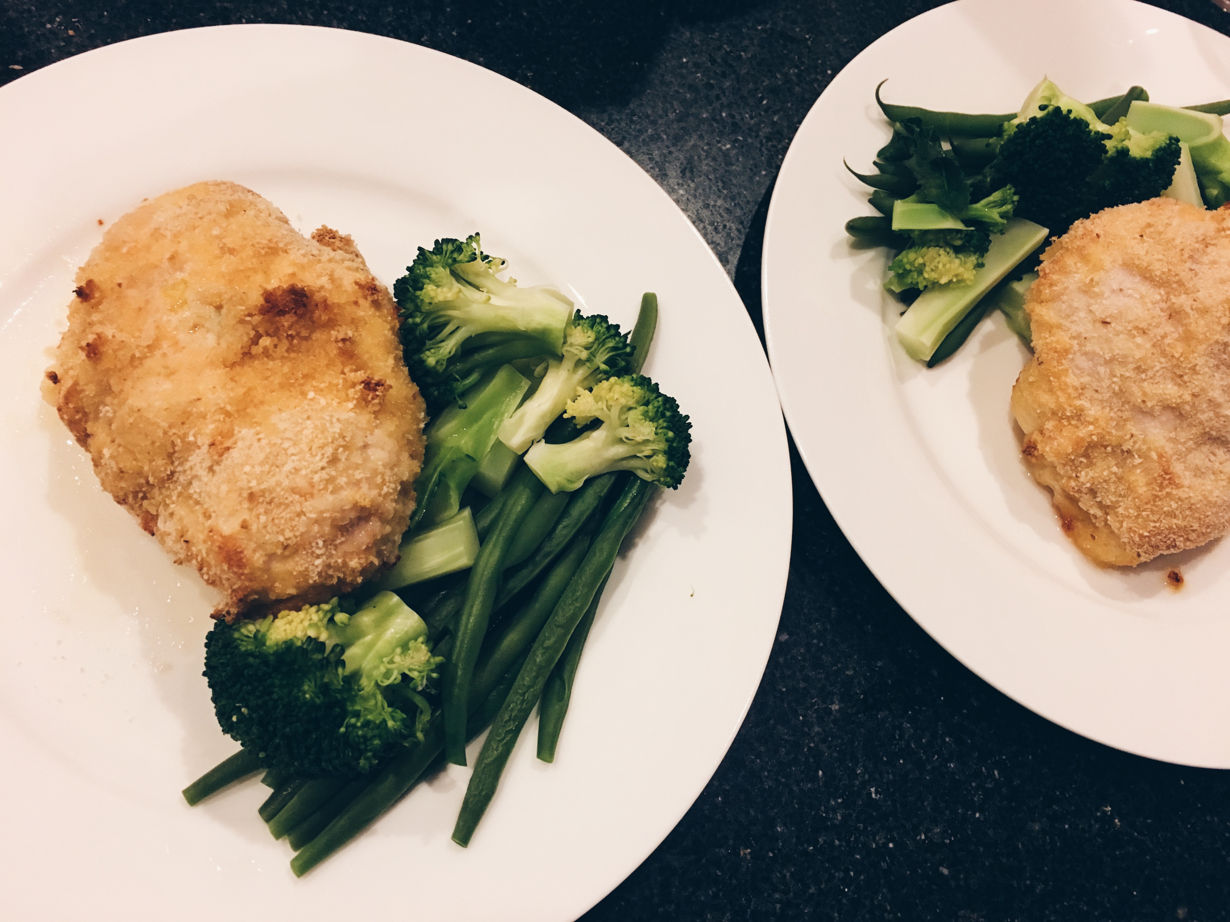 Chicken Kiev with Steamed Greens